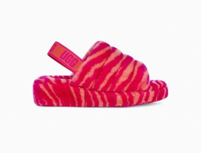 UGG Fluff Yeah Slide Zebra Slippers for Womens - Rose India